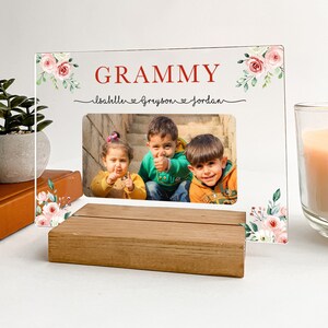 Custom Photo Picture Wooden Plaque Wood Stand Flowers Grandma Nana Granny Mother&#39;s Day, Christmas, Holiday, Engraved Free Personalized Gift!