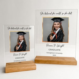 Personalized Wood Desk Stand Custom Graduation Cap Tassel Diploma Grad Graduating Class of 2023 High School College University Graduate Gift
