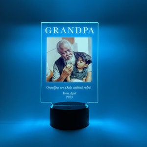 Custom Photo Your Picture LED Stand Light Up Lamp Grandpa Love You Grandfather Engraved Free Personalized Message Perfect Father&#39;s Day Gift