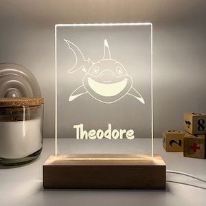 Custom Personalized LED Light Up Lamp Wood Base Stand Boys Gaming Rockets & More Design Choice Christmas Family Home Room Décor Gift For Him