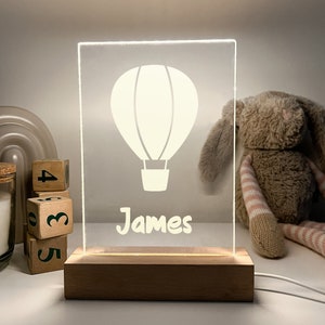 Custom Personalized LED Light Up Lamp Wood Base Stand Boys Gaming Rockets & More Design Choice Christmas Family Home Room Décor Gift For Him