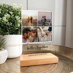 Frame Photo Plaque w Stand - Couple Gift, Gift for Her, Gift for Him, Couple Photo Collage, Last Minute Gift Anniversary Valentines Day Gift