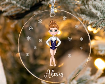 Personalized Photo Ornament Choose Your Gymnasts Gymnastics Picture & Text Xmas Keepsake 3.5"Acrylic Holiday Christmas Tree Decorations Gift