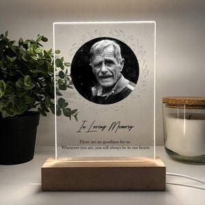 Custom Personalized Photo Picture LED Wood Stand Night Light Lamp In Loving Memory R.I.P Condolence Remembrance Loss Sympathy Memorial Decor