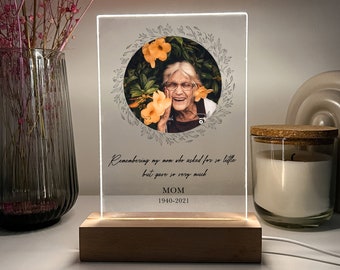 Personalized Unique Sympathy Gifts For Loss Custom In Loving Memory of Loved One Light Picture Frame Photo & Text Memorial Plaque Night Lamp