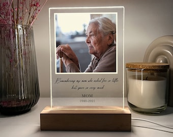 Custom Personalized Photo LED Wood Stand Room Night Light Up Table Lamp In Loving Memory Condolence Remembrance Loss Sympathy Memorial Gift