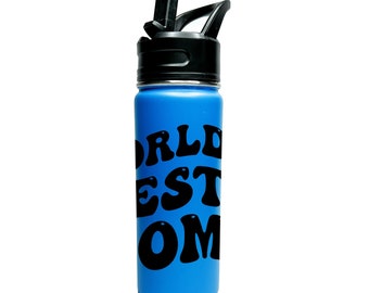 Sports Water Bottle 18/32 oz Stainless Steel Insulated Flasks Keeps Drinks Cold Personalized World Best Mom Mommy Mother Mother's Day Gifts!