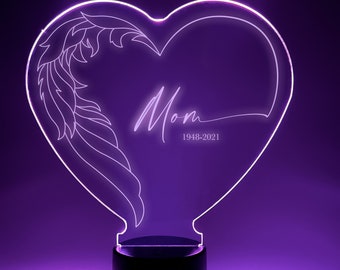 Personalisierte Erinnerung Sympathie Geschenke Verlust In liebevoller Erinnerung geliebte eine Mutter Muttertag Mutter Mama Herz Nacht Leuchten Lampe, kostenlos graviert!