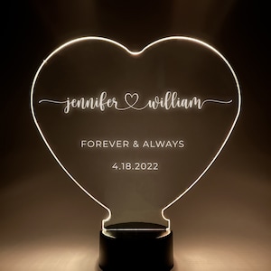 Custom Heart Personalized Free Names LED 16 Color Night Light Up Couple Gift Valentine Best Friends Desk Table Lamp Anniversary Wedding Gift