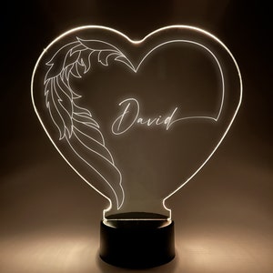 Personalized Unique Sympathy Gifts For Loss Custom In Loving Memory Loved One Heart Shape Light Up Frame & Text Memorial Plaque Night Lamp