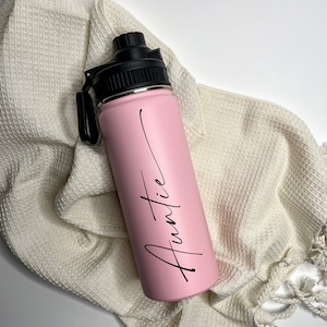 Sports Water Bottle 18/32 oz Stainless Steel Insulated Flasks Keeps Drinks Cold, Any Name Personalized Best Aunt Auntie Mother&#39;s Day Gifts!
