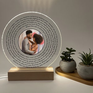 Custom Personalized Photo Song Music Album Cover Vinyl Record Lyrics Print Picture LED Light Stand Anniversary Wedding Couple Dance Memories