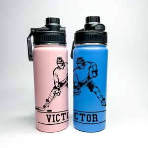 Bouteille d&#39;eau de hockey sur glace personnalisée, 18/32 oz, isotherme en acier inoxydable pour garder les boissons froides, étanche, tasse thermos sous vide, gourde
