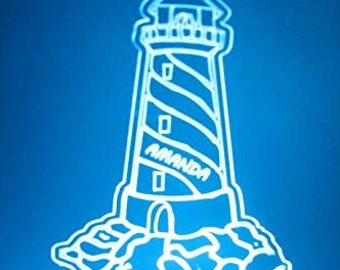 Leuchtturm Nautisches Licht Haus Zimmer Dekor Nachtlicht LED personalisierte Stärke Sicherheit Hoffnung Schreibtisch Tischlampe, Fernbedienung 16 Farben Tolles Geschenk
