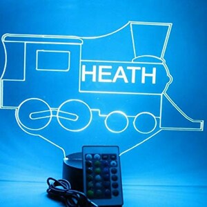 Choo Choo Train Bright Night Light Up Tischlampe LED Personalisiert Frei graviert Individueller Name, It es Wow Mit Fernbedienung 16 Farben, Tolles Geschenk