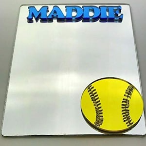 Softball Locker Mirror Personalized Back to School Magnetic Sports Custom Decor Inside of Locker Organizer Accessory, Refrigerator Magnet