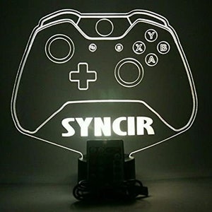 Video Game Controller One Wireless Console Joystick Gaming Room Gamer Night Light Up LED Personalized Table Lamp Remote 16 Colors Great Gift