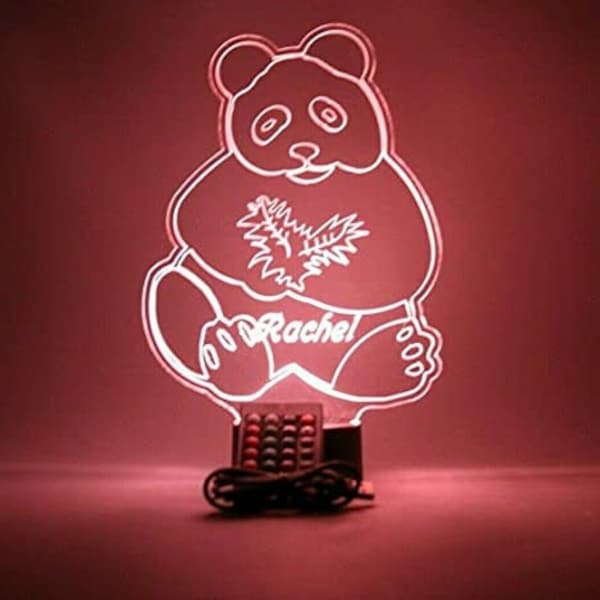 Panda Bear Animal Night Light Up Table Desk Lamp LED Personalizado Gratis Grabado Nombre personalizado, es wow, con control remoto, 16 colores, gran regalo