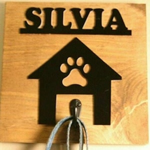 Personalized Wooden Dog Leash Hangers Custom Leash Holder Pet Hook Name Sign Dog Wall Organizer Décor With 4 Hooks - Special Order
