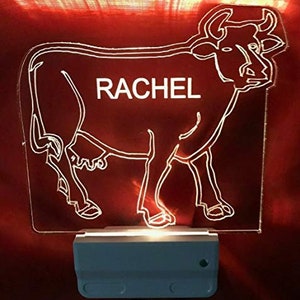 Cow Cattle Farm Night Light Multi Color Personalized LED Wall Plug-in Cool Touch Smart Dusk to Dawn Sensor, Bedroom, Hallway, Super Cool