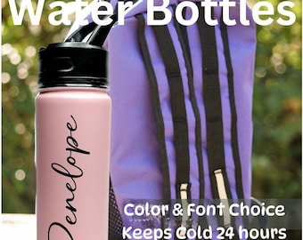 Botella de agua deportiva Frascos aislados de acero inoxidable de 18/32 oz Botella de agua personalizada, botella de agua personalizada, botella con nombre, mantiene el frío las 24 horas