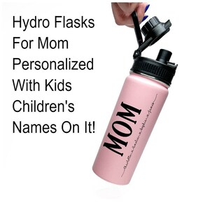 Sports Water Bottle 18/32 oz Stainless Steel Insulated Flasks Keeps Drinks Cold Personalized Kids Children Name Mom Mommy Mother&#39;s Day Gifts