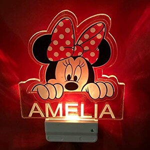 Minnie Mouse Night Light Multi Color Personalized LED Wall Plug-in Cool-Touch Smart Dusk to Dawn Sensor Childrens Bedroom Hallway Super Cool image 2