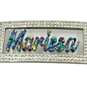 Adjustable Belt Buckle Personalized Custom Bling Rhinestone Any Name or Favorite Word Women Accessories Mothers Day Holiday Party - Stunning