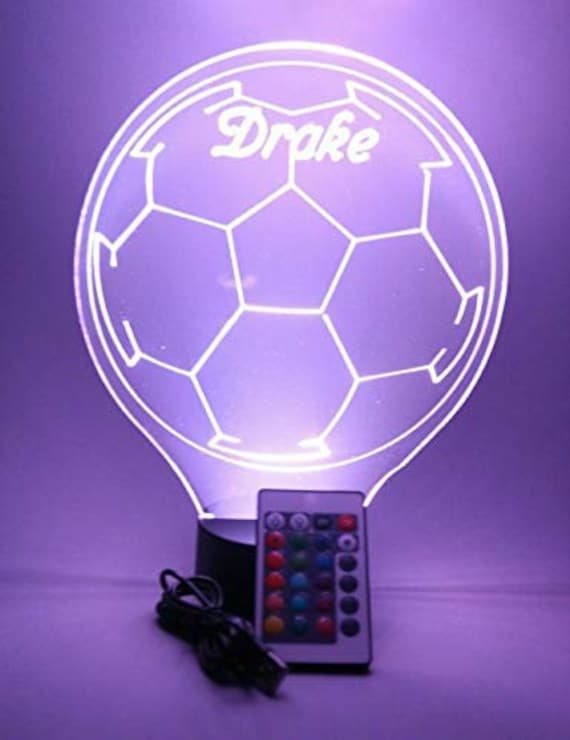 Comiwe Calcio Football Luce Notturna di Illusione 3D,16 Colori Controllo Touch e Telecomando,Lampada da Comodino Tavolo LED per Decorazioni la Casa,Regalo Creativo per Ragazzi,Bambini-Due Modelli