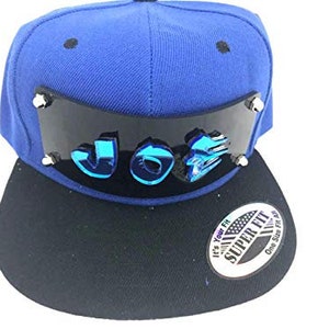 Personalized Custom Snapback Hat Six Panel Flat Bill Snap Back Hat Cap, Laser Cut Graffiti Letters, Custom Made to Order, Exclusive Creation