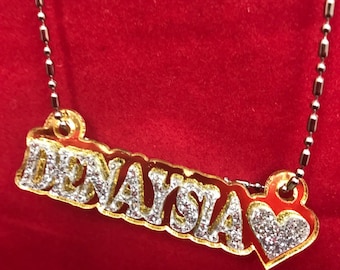 Name Necklace Nameplate Name Laser Cut Personalized Name Plate Custom Diamond Look, Made to Order Any Name and Color, Dazzling and Stunning!