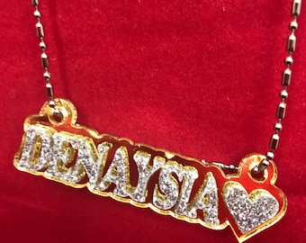 Naam Ketting Naamplaat Naam Laser Gesneden Gepersonaliseerde Naamplaat Aangepaste Diamond Look, Gemaakt om elke naam en kleur te bestellen, Oogverblindend en Verbluffend!