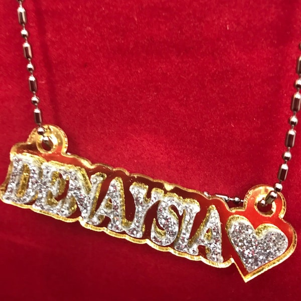 Name Necklace Nameplate Name Laser Cut Personalized Name Plate Custom Diamond Look, Made to Order Any Name and Color, Dazzling and Stunning!