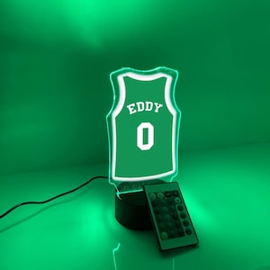 Personalized Name & Number Basketball Jersey Player Fan Team Sports Themed Night Light 16 Colors Lamp LED Room Man Cave Decor, Cleveland