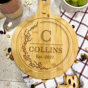 Large Cutting Cheese Charcuterie Board With Hold Handle 13&quot;x10&quot; Round Premium Wood Engrave Kitchen Wedding Anniversary New Home Holiday Gift