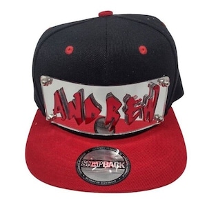 Personalized Custom Snapback Hat Six Panel Flat Bill Snap Back Hat Cap, Laser Cut Graffiti Letters, Custom Made to Order, Exclusive Creation