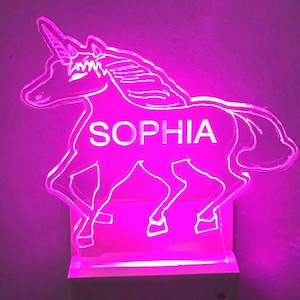 Unicorn Night Light Multi Color Personalized LED Room Wall Plug-in Cool-Touch Smart Dusk to Dawn Sensor, Bedroom Hallway Bathroom Super Cool