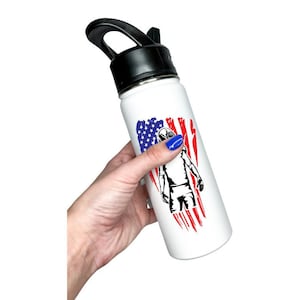 Personalized Insulated Stainless Steel Sports 18/32oz Water Bottle USA American Flag Football Player Team Fan School Classic Thermal Flasks