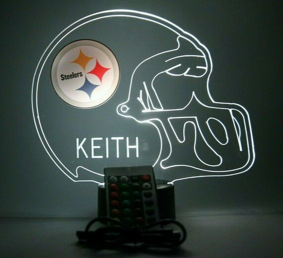 Pittsburgh Steelers Night Light up Table Lamp Football Helmet LED