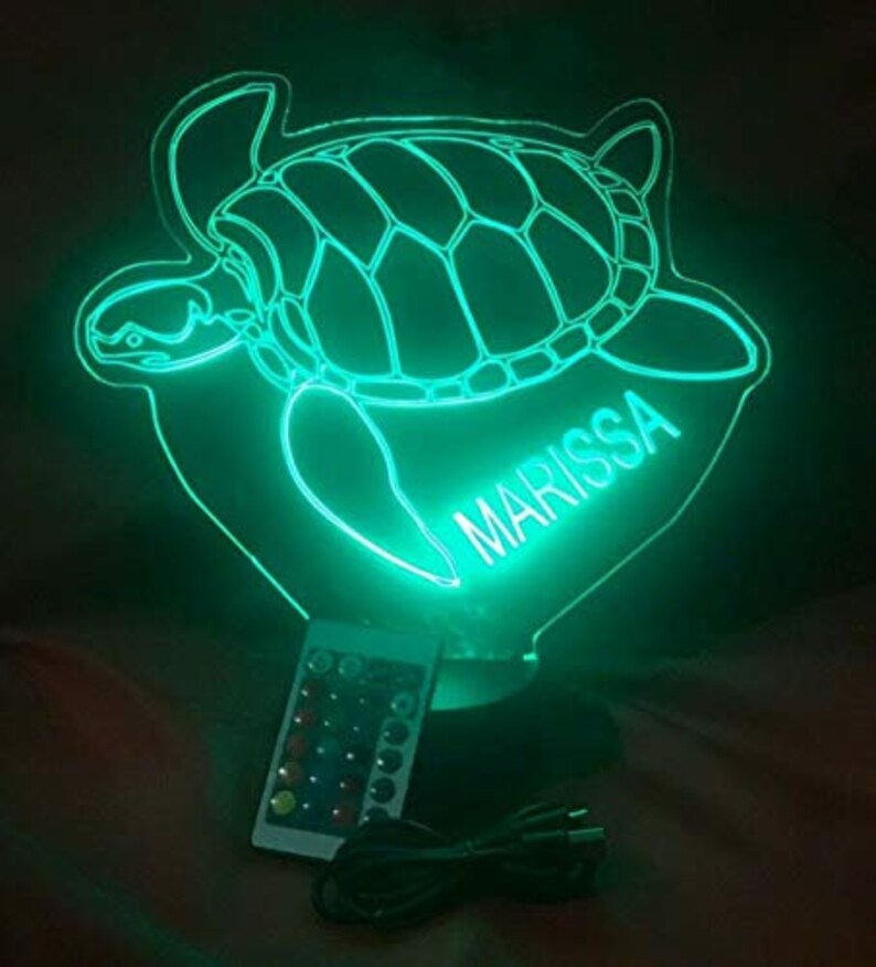 Sea Turtle Night Light Up Table Desk Lamp LED Personalized Etsy