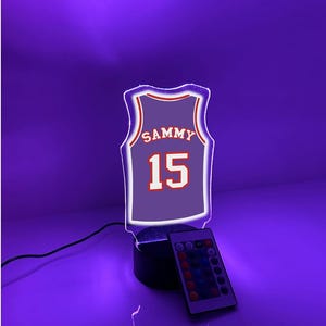 Personalized Name & Number Basketball Jersey Player Fan Team Hoops Sports Themed Night Light 16 Colors Lamp LED Room Man Cave Decor, Toronto
