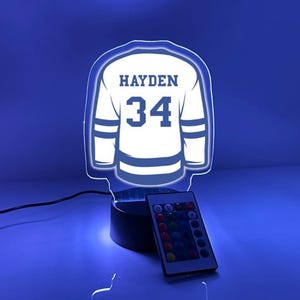 Personalized Name & Number Ice Hockey Jersey Player Fan Team Sports Themed Night 16 Colors Light Lamp LED Room Man Cave Decor - Toronto