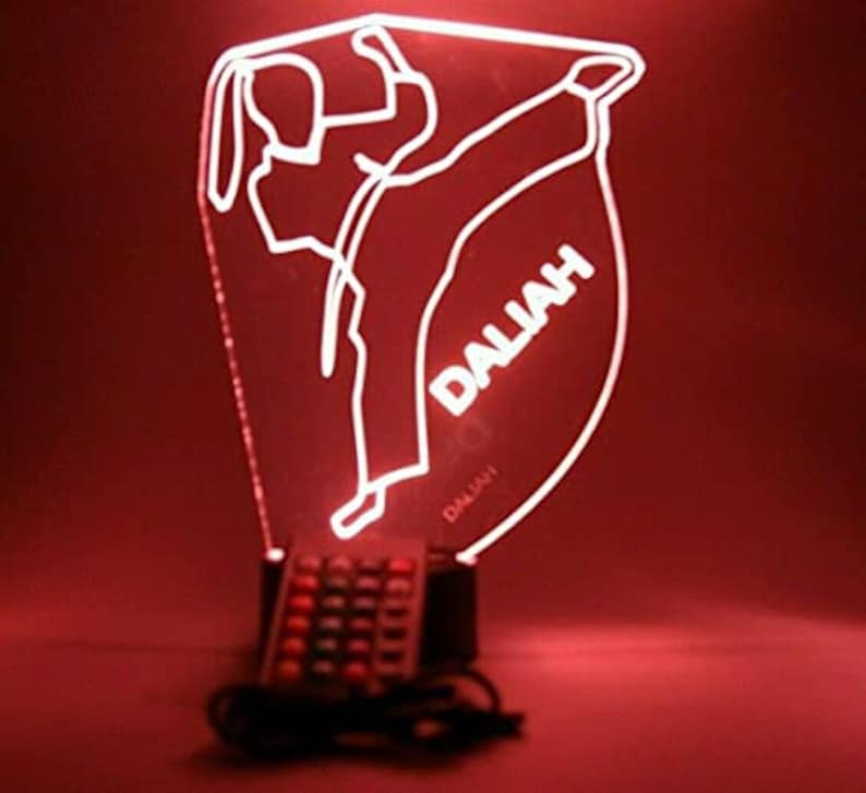 With Remote Female Girl Karate Martial Arts Kung-fu Night Light Up Table Desk Lamp LED Personalized Free Engraved Name It/'s Wow 16 Colors
