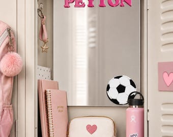 Soccer Ball Locker Mirror Personalized Back to School Magnetic Sports Custom Decor Inside of Locker Organizer Accessory | Player Magnet Gift
