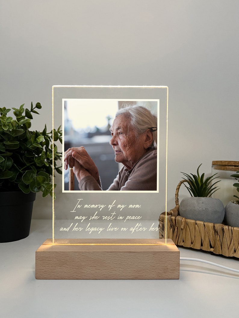 Custom Personalized Photo LED Wood Stand Room Night Light Up Table Lamp In Loving Memory Condolence Remembrance Loss Sympathy Memorial Gift image 8