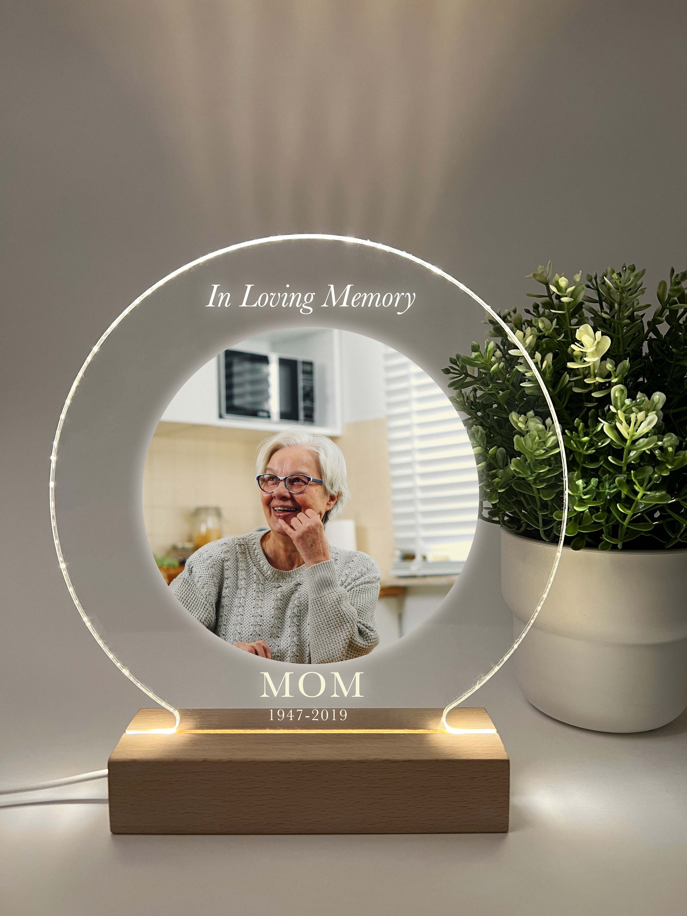 Custom Personalized Photo LED Wood Stand Room Night Light up Table