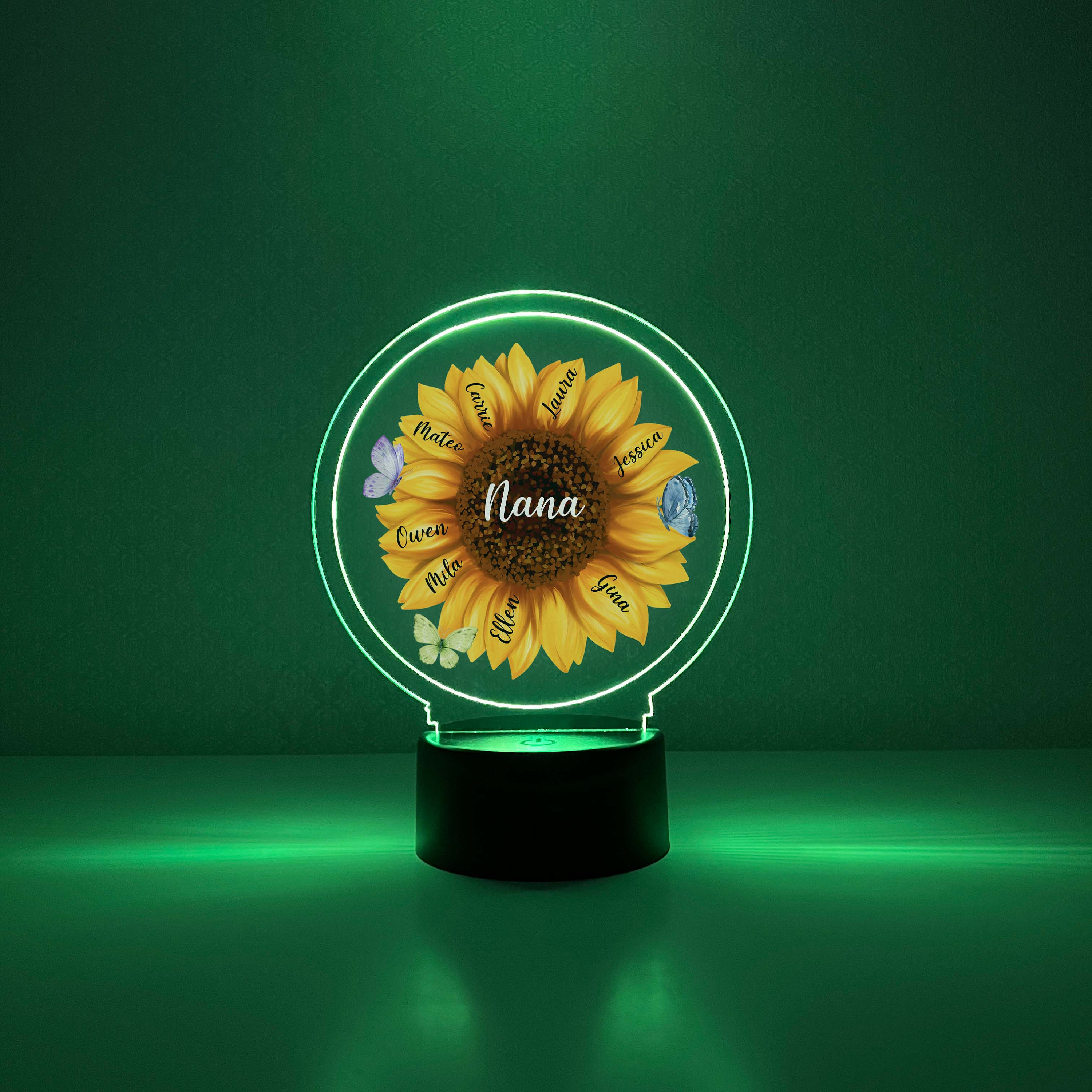Custom 16 Colors LED Wood Stand Personalized Sunflower Blossom