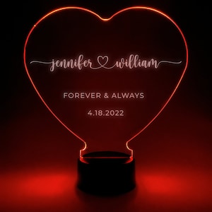 Personalized Heart Night Light LED Custom Gift for Her Valentines Day Gift, Anniversary Gift, Gift for Wife, Couples Gift, Custom Heart Sign