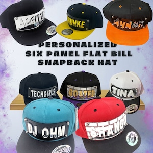 Personalized Custom Snapback Hat Six Panel Flat Bill Snap Back Hat Cap, Special Custom Made To Order Hats (bulk order price)