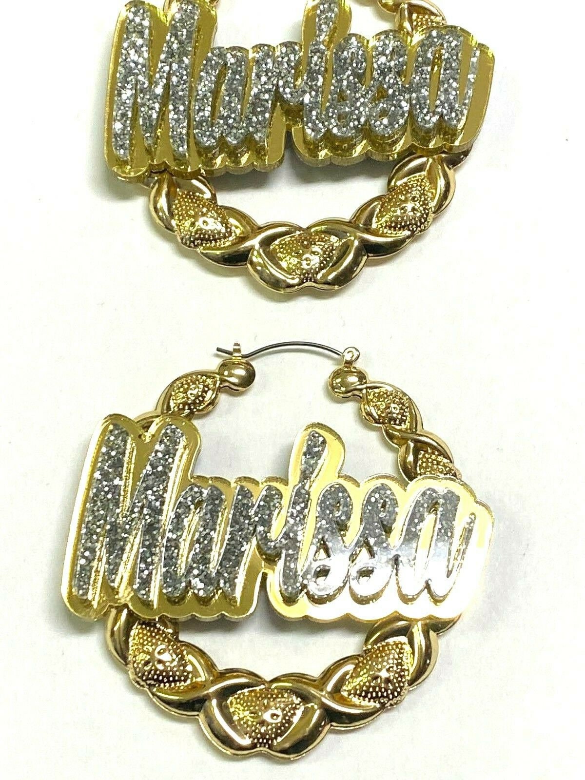 Gold Hoop XOXO Style Earrings Name Plate Laser Cut Etsy Norway